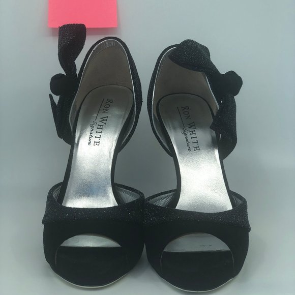 Embellished Black D'orsay pumps with bow - Picture 2 of 5